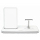 SUPPORTO RICARICA WIRELESS QI + LIGHTNING + USB IN ALLUMINIO - BIANCO