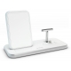 SUPPORTO RICARICA WIRELESS QI + LIGHTNING + USB IN ALLUMINIO - BIANCO