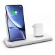 SUPPORTO RICARICA WIRELESS QI + LIGHTNING + USB IN ALLUMINIO - BIANCO