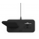 SUPPORTO RICARICA WIRELESS QI + LIGHTNING + USB IN ALLUMINIO - NERO