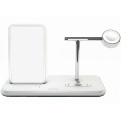 SUPPORTO RICARICA WIRELESS QI + LIGHTNING DOCK+WATCH - ALLUMINIO BIANCO