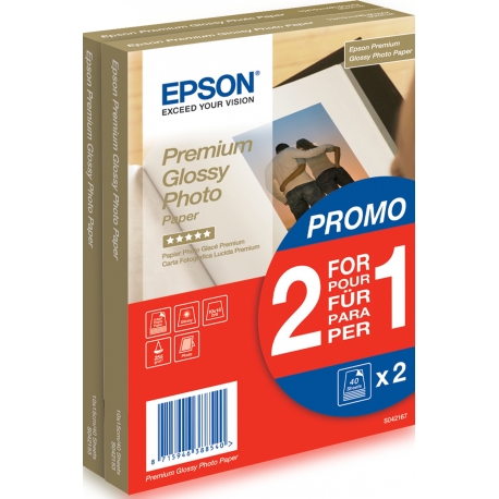 Epson Premium Glossy Photo Paper - 10x15cm - 2x 40 Fogli