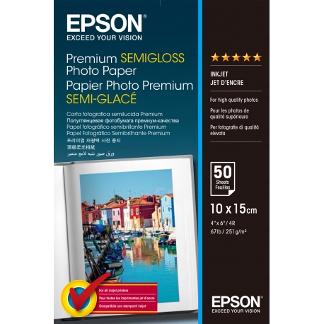 Epson Premium Semi-Gloss Photo Paper - 10x15cm - 50 Fogli