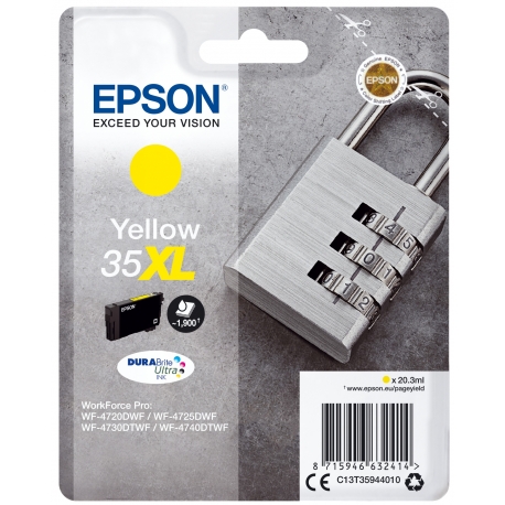 Epson Padlock Singlepack Yellow 35XL DURABrite Ultra Ink