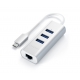 SATECHI HUB USB-C 2-IN- 1 - 3 PORTE USB 3.0 + ETHERNET SILVER