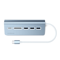 HUB USB-C CON CARD READER CON CAVO - BLU