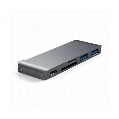 HUB USB-C CON CARD READER E PORTA USB-C PASS-THROUGH SPACE GRAY