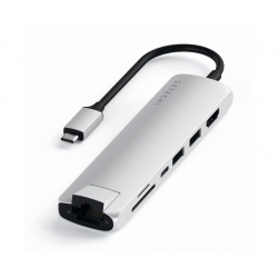 HUB SLIM USB-C MULTIPORTA CON ADATTATORE ETHERNET - SILVER