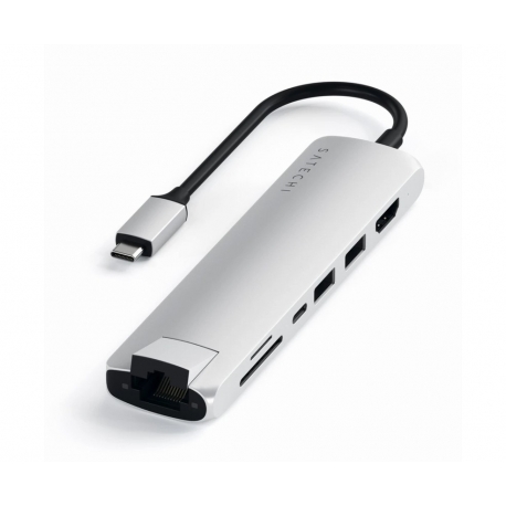 HUB SLIM USB-C MULTIPORTA CON ADATTATORE ETHERNET - SILVER