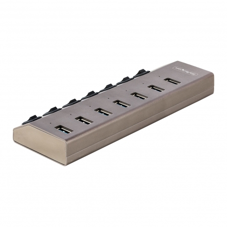 Hub USB 3.0 VEMONT Con Alimentatore – 7 Porte Dati + 1 Porta Ricarica Intelligente 5V/3A, Interruttori Individuali, Cavo 1,2m - 2