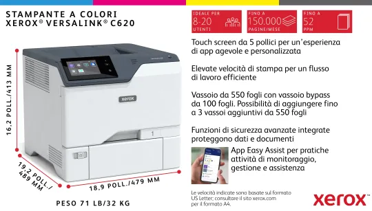 Xerox VersaLink C620 DN stampante laser A4 a colori, 50 ppm