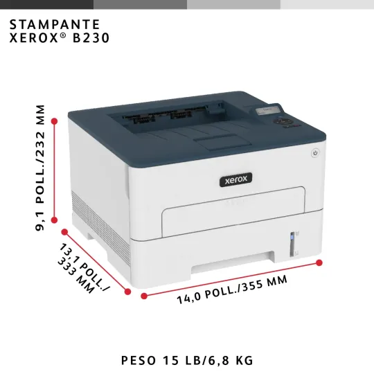 Xerox B230 DNI stampante laser A4 monocromatica, WI-FI, 34 ppm