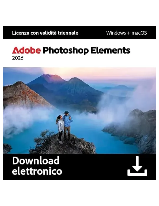 Adobe Photoshop Elements 2026 Italiano - Licenza triennale - 1 Dispositivo - 1 Utente - PC/Mac - Download Version