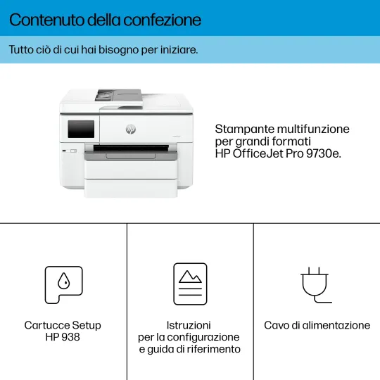 HP OfficeJet Pro 9730e Wireless All-in-One Colore Stampante, Instant Ink Stampa fronte retro