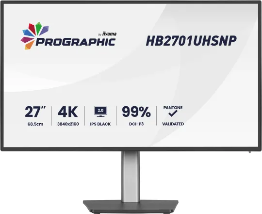 iiyama PROGRAPHIC HB2701UHSNP-B1 Monitor PC 68,6 cm (27") 3840 x 2160 Pixel 4K Ultra HD LCD Nero