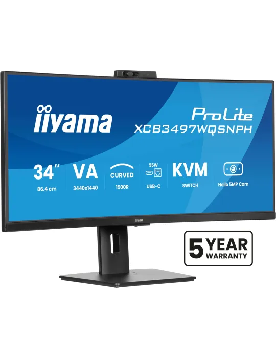 iiyama ProLite XCB3497WQSNPH-B1 Monitor PC 86,4 cm (34") 3440 x 1440 Pixel UltraWide Quad HD LED Nero