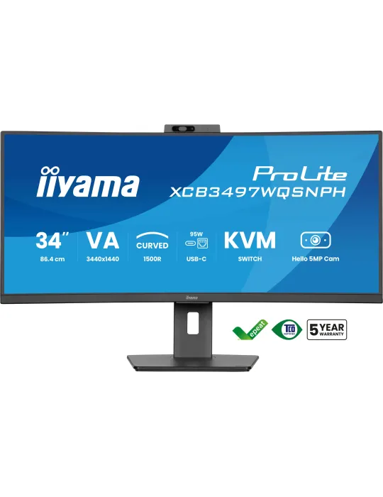 iiyama ProLite XCB3497WQSNPH-B1 Monitor PC 86,4 cm (34") 3440 x 1440 Pixel UltraWide Quad HD LED Nero