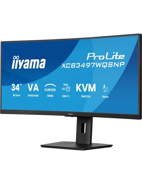 iiyama ProLite XCB3497WQSNP-B1 Monitor PC 86,4 cm (34") 3440 x 1440 Pixel UltraWide Quad HD LED Nero