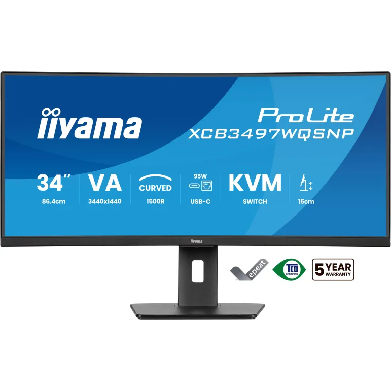iiyama ProLite XCB3497WQSNP-B1 Monitor PC 86,4 cm (34") 3440 x 1440 Pixel UltraWide Quad HD LED Nero