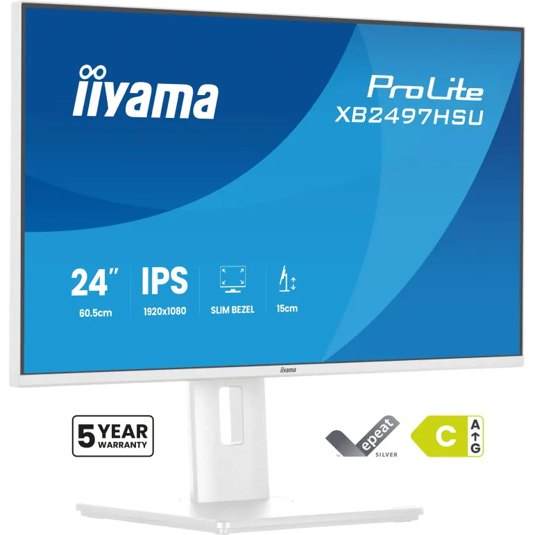 iiyama ProLite XB2497HSU-W1 Monitor PC 60,5 cm (23.8") 1920 x 1080 Pixel Full HD LED Bianco