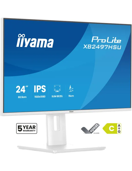 iiyama ProLite XB2497HSU-W1 Monitor PC 60,5 cm (23.8") 1920 x 1080 Pixel Full HD LED Bianco