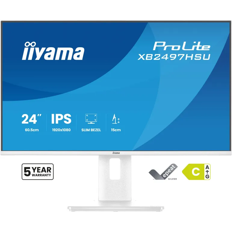 iiyama ProLite XB2497HSU-W1 Monitor PC 60,5 cm (23.8") 1920 x 1080 Pixel Full HD LED Bianco