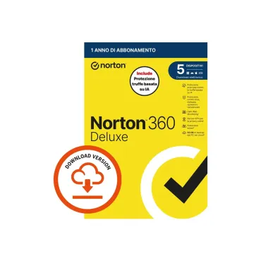 Norton 360 Deluxe Licenza Completa 1 Utente, 5 Dispositivi - Abbonamento 1 Anno (ESD)