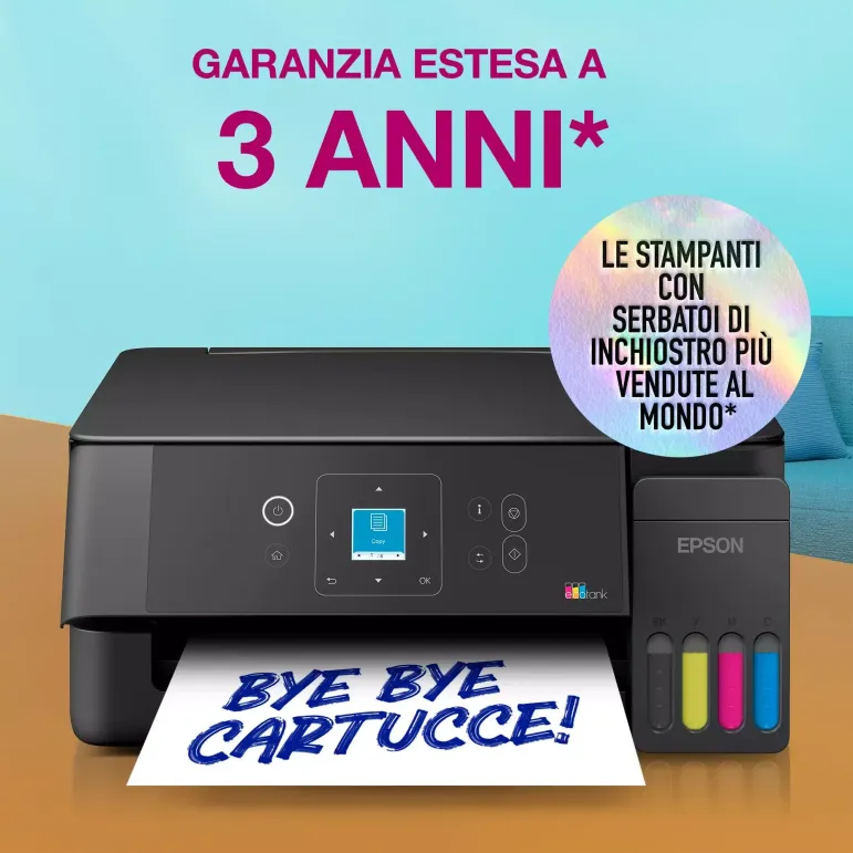 Epson EcoTank ET-2920 stampante multifunzione A4 Wi-Fi e AirPrint con serbatoi di inchiostro e display LCD