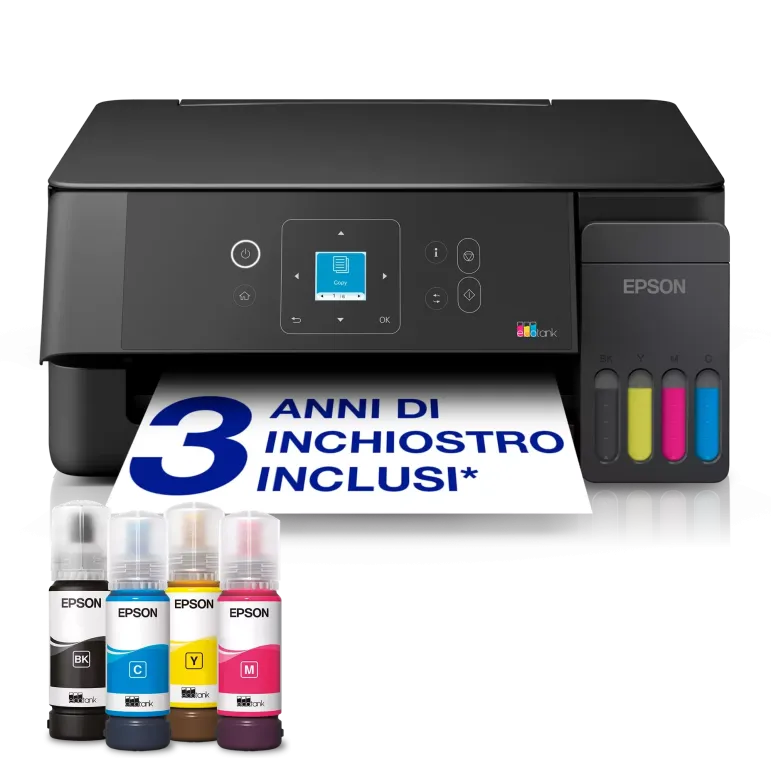 Epson EcoTank ET-2920 stampante multifunzione A4 Wi-Fi e AirPrint con serbatoi di inchiostro e display LCD