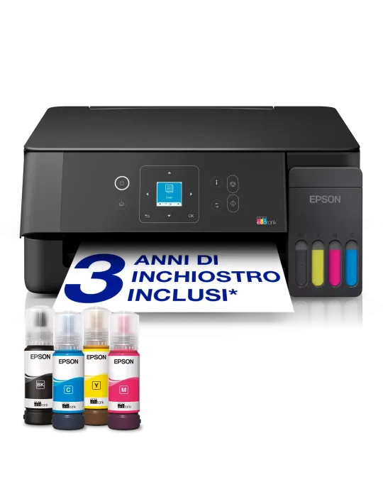 Epson EcoTank ET-2920 stampante multifunzione A4 Wi-Fi e AirPrint con serbatoi di inchiostro e display LCD