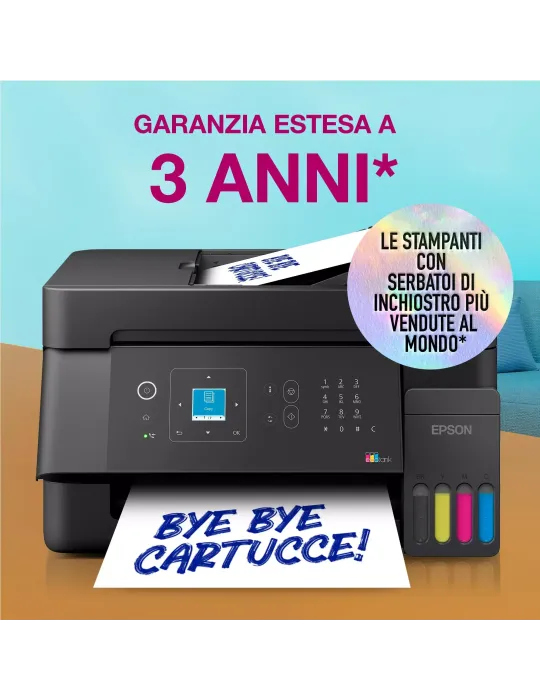 Epson EcoTank ET-4900 stampante multifunzione A4 Wi-Fi e AirPrint con serbatoi di inchiostro, display LCD e ADF
