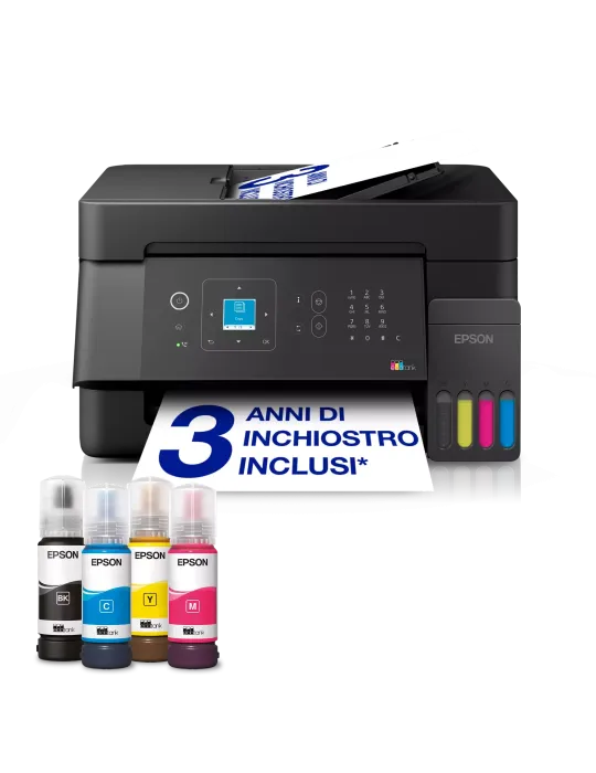 Epson EcoTank ET-4900 stampante multifunzione A4 Wi-Fi e AirPrint con serbatoi di inchiostro, display LCD e ADF