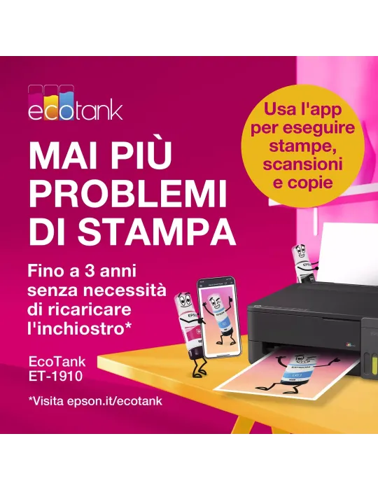 Epson EcoTank ET-1910 stampante A4 Wi-Fi e AirPrint con serbatoi di inchiostro