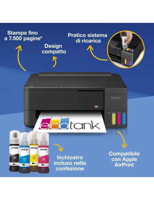 Epson EcoTank ET-1910 stampante A4 Wi-Fi e AirPrint con serbatoi di inchiostro