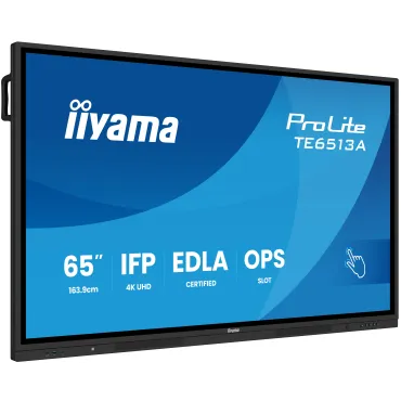 iiyama TE6513A-B2AG visualizzatore di messaggi Pannello piatto interattivo 163,8 cm (64.5") Wi-Fi 500 cd m² 4K Ultra HD Nero