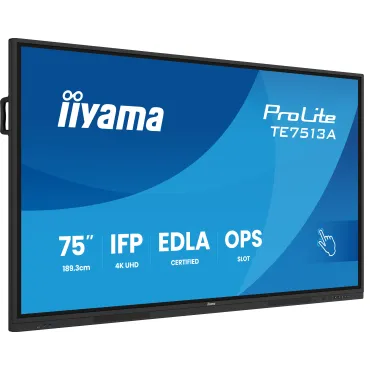 iiyama TE7513A-B2AG visualizzatore di messaggi Pannello piatto interattivo 190,5 cm (75") Wi-Fi 500 cd m² 4K Ultra HD Nero