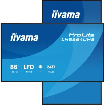 iiyama LH8664UHS-B3AG visualizzatore di messaggi Pannello piatto per segnaletica digitale 2,17 m (85.6") Wi-Fi 500 cd m² 4K