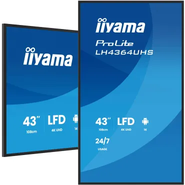 iiyama LH4364UHS-B1AG visualizzatore di messaggi Pannello piatto per segnaletica digitale 109,2 cm (43") LED Wi-Fi 500 cd m² 4K