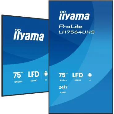 iiyama LH7564UHS-B1AG visualizzatore di messaggi Pannello piatto per segnaletica digitale 190,5 cm (75") Wi-Fi 500 cd m² 4K