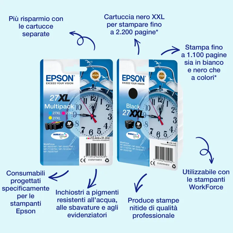 Epson Alarm clock Multipack Sveglia 3 colori Inchiostri DURABrite Ultra 27