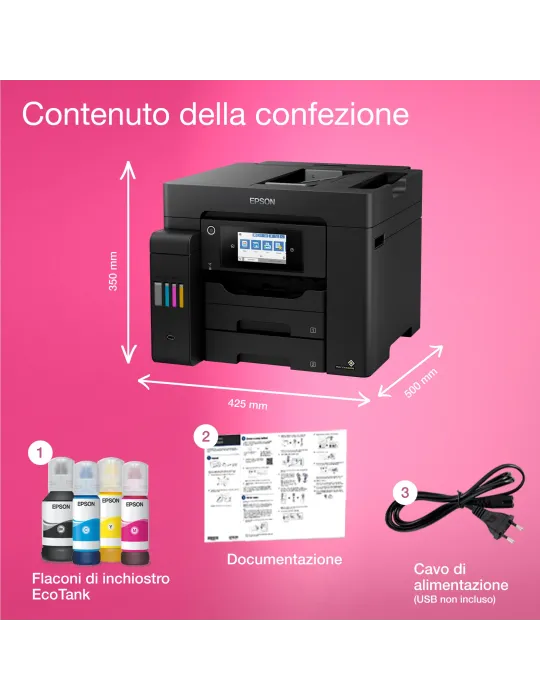 Epson EcoTank ET-5805 Stampante Multifunzione A4, Wi-Fi, con serbatoi di inchiostro, scansione, copia e fax