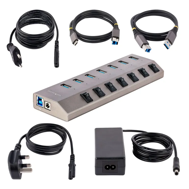 StarTech.com Hub USB-C Autoalimentato a 7 Porte con Interruttori Individuali - Multipresa USB 3.0 5Gbps per Notebook e PC