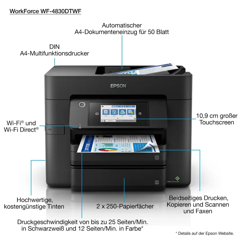 Epson WorkForce Pro WF-4830DTWF Multifunzione inkjet wireless A4