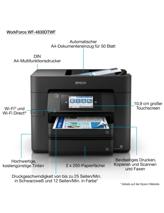 Epson WorkForce Pro WF-4830DTWF Multifunzione inkjet wireless A4
