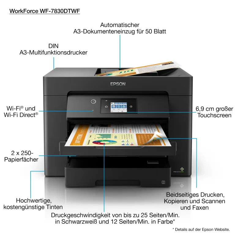 Epson WorkForce WF-7830DTWF Stampante Multifunzione A3 fronte retro Inkjet Wireless