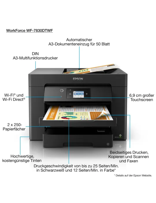 Epson WorkForce WF-7830DTWF Stampante Multifunzione A3 fronte retro Inkjet Wireless