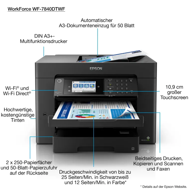Epson WorkForce WF-7840DTWF Stampante Multifunzione A3+ fronte retro Inkjet Wireless