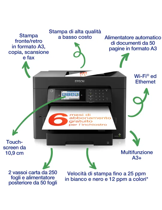 Epson WorkForce WF-7840DTWF Stampante Multifunzione A3+ fronte retro Inkjet Wireless