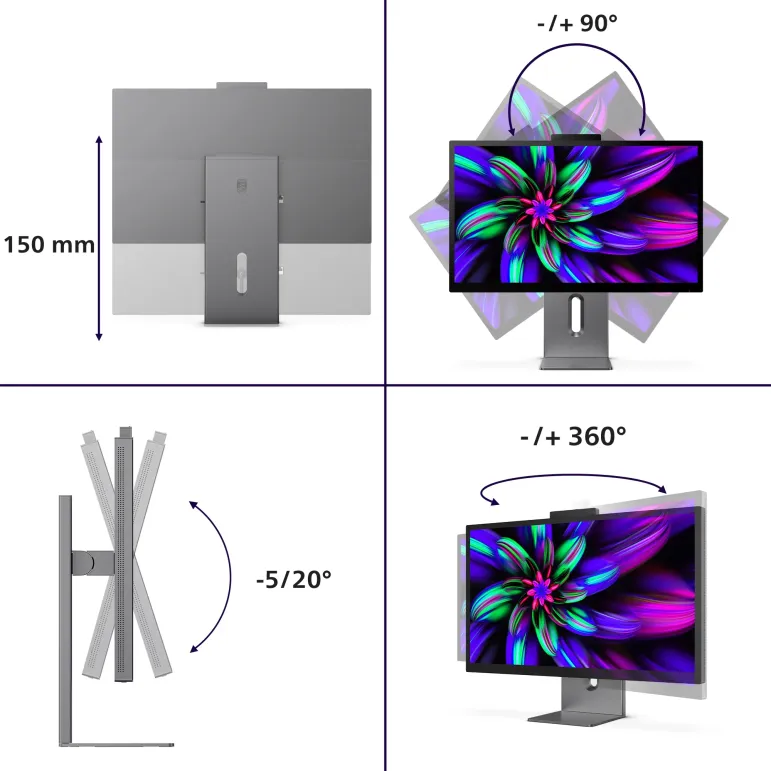 Philips Brilliance 27E3U7903 - monitor 27 pollici, 5K, Adobe RGB 99% con altoparlante, microfono e webcam integrati