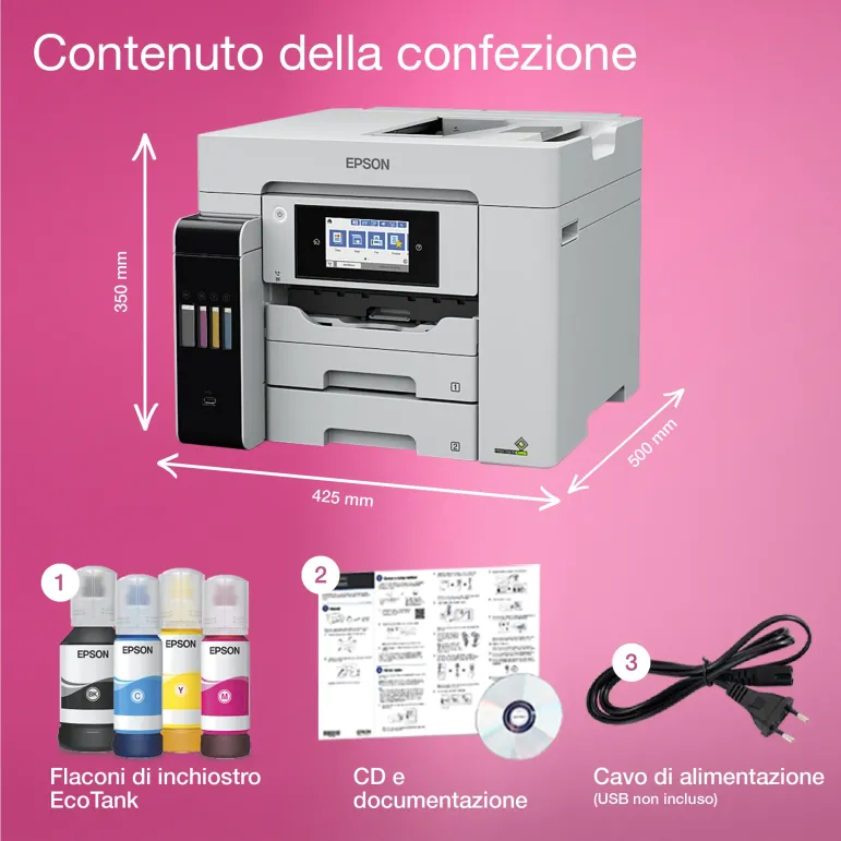 Epson EcoTank ET-5885 Stampante Multifunzione A4, Wi-Fi, con serbatoi di inchiostro, scansione, copia e fax